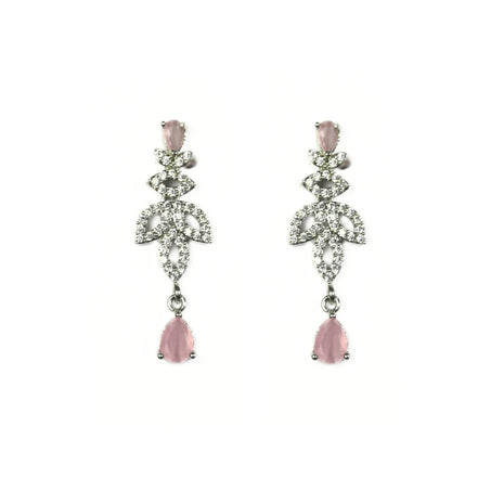 Necklace - Mint Pink Rhodium Plated Necklace - Opal Touch