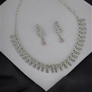 Necklace - Mint Pink Rhodium Plated Necklace - Opal Touch