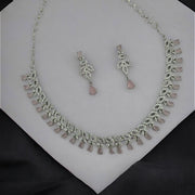 Necklace - Mint Pink Rhodium Plated Necklace - Opal Touch