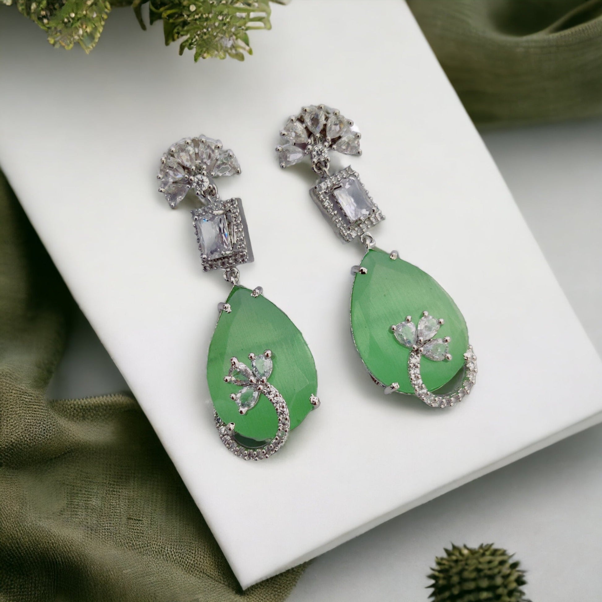 Opal Touch - Minty Blush Blossom Earrings - Earrings