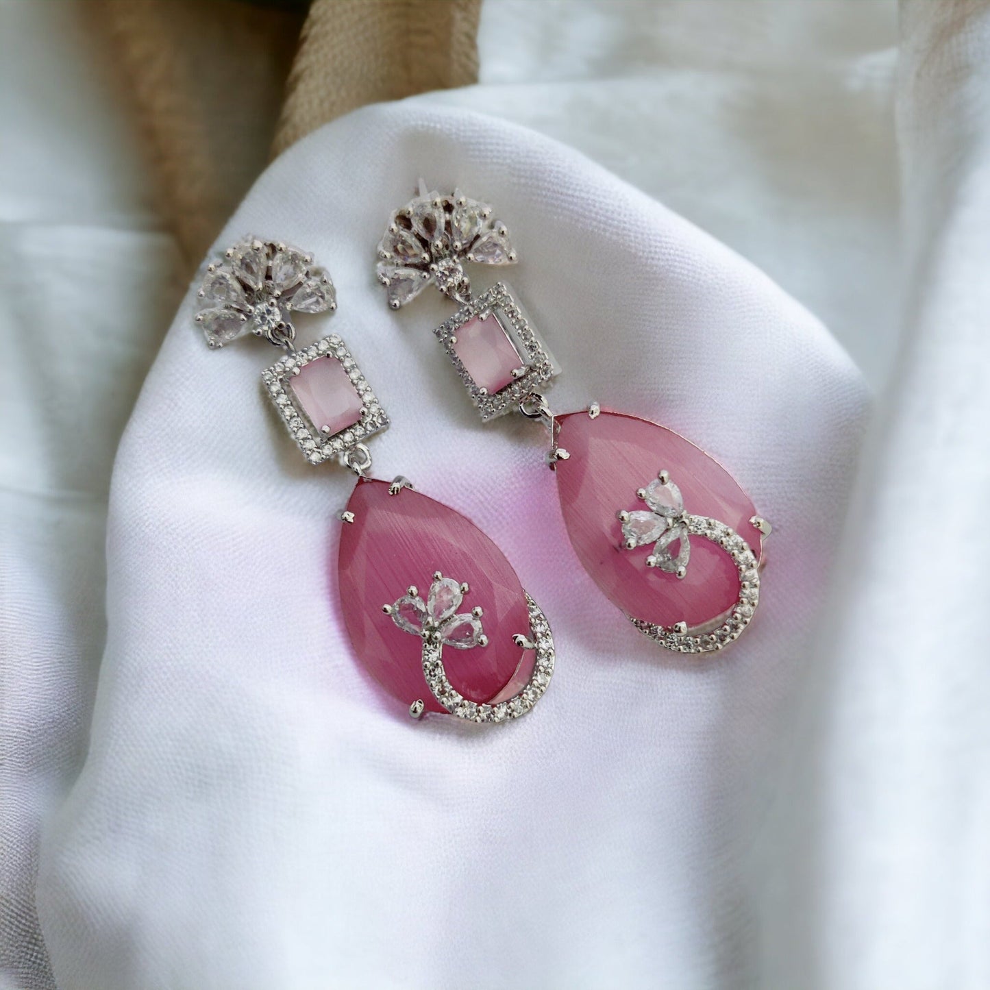 Opal Touch - Minty Blush Blossom Earrings - Earrings