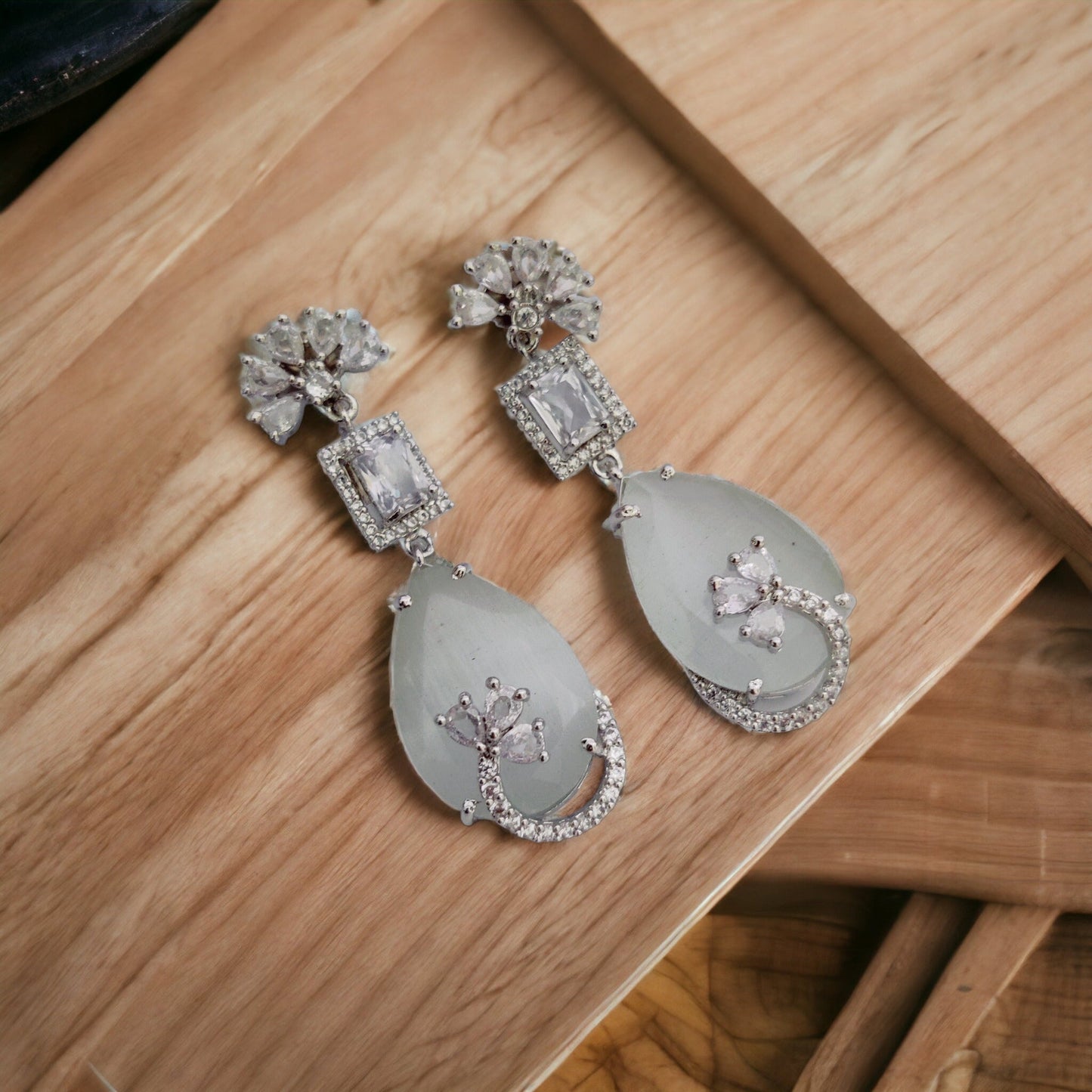 Opal Touch - Minty Blush Blossom Earrings - Earrings