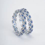 Bangles - Minty Fresh Rhodium Bangles Set (Pack of 2) Blue - White - Opal Touch