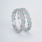 Bangles - Minty Fresh Rhodium Bangles Set (Pack of 2) Multicolor - Opal Touch