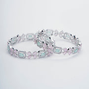 Opal Touch - Minty Fresh Rhodium Bangles Set (Pack of 2) - Bangles