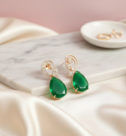 Minty Petal Rose Gold Earrings - Opal Touch