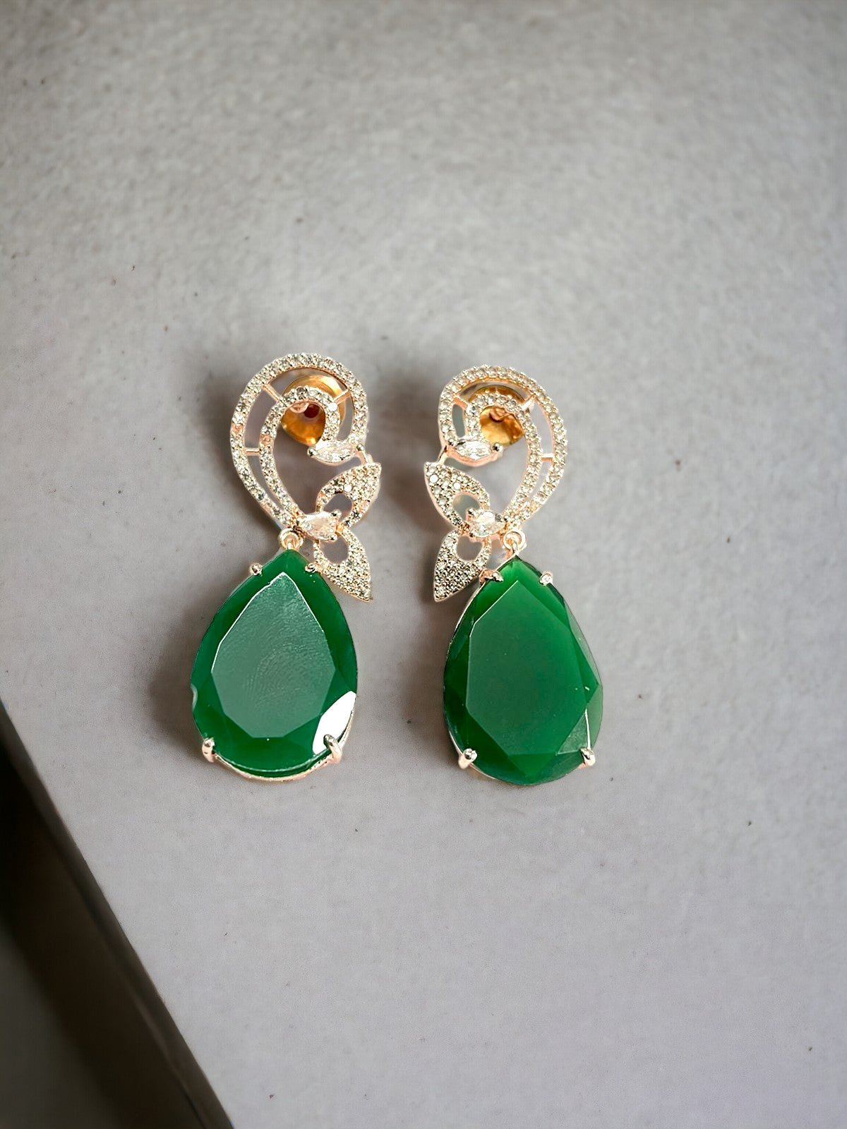 Earrings - Minty Petal Rose Gold Earrings - Opal Touch