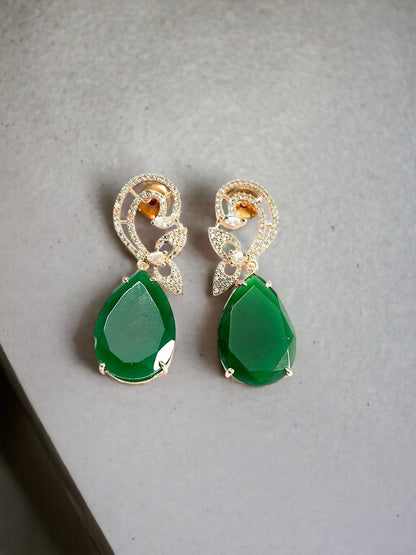 Earrings - Minty Petal Rose Gold Earrings - Opal Touch