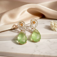 Minty Petal Rose Gold Earrings - Opal Touch