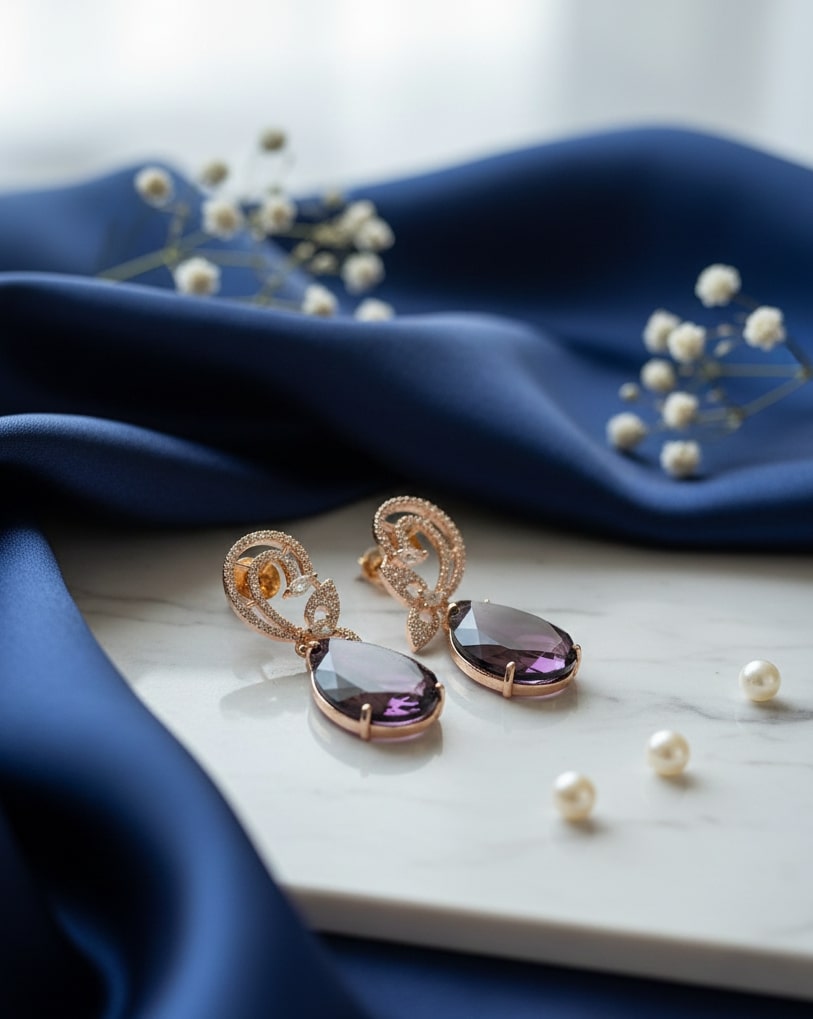 Minty Petal Rose Gold Earrings - Opal Touch