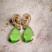 Earrings - Minty Petal Rose Gold Earrings - Opal Touch