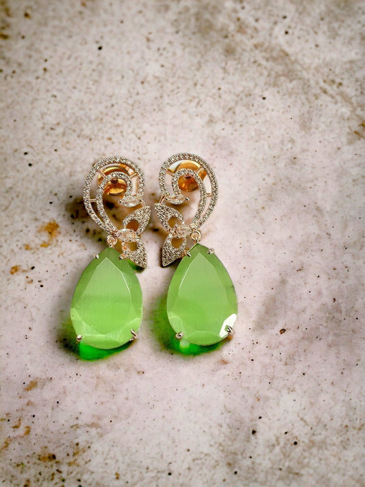 Earrings - Minty Petal Rose Gold Earrings - Opal Touch