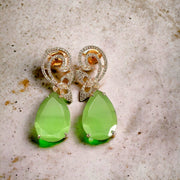 Earrings - Minty Petal Rose Gold Earrings - Opal Touch
