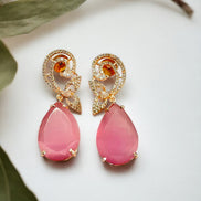 Earrings - Minty Petal Rose Gold Earrings - Opal Touch