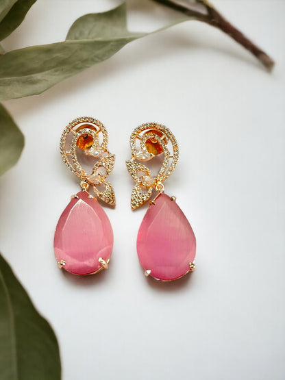 Earrings - Minty Petal Rose Gold Earrings - Opal Touch