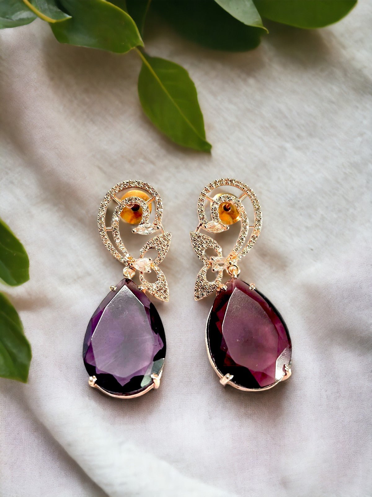 Earrings - Minty Petal Rose Gold Earrings - Opal Touch