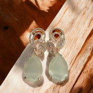 Earrings - Minty Petal Rose Gold Earrings - Opal Touch