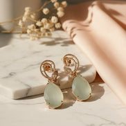 Minty Petal Rose Gold Earrings - Opal Touch