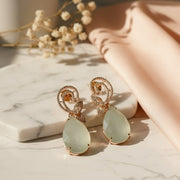 Minty Petal Rose Gold Earrings - Opal Touch