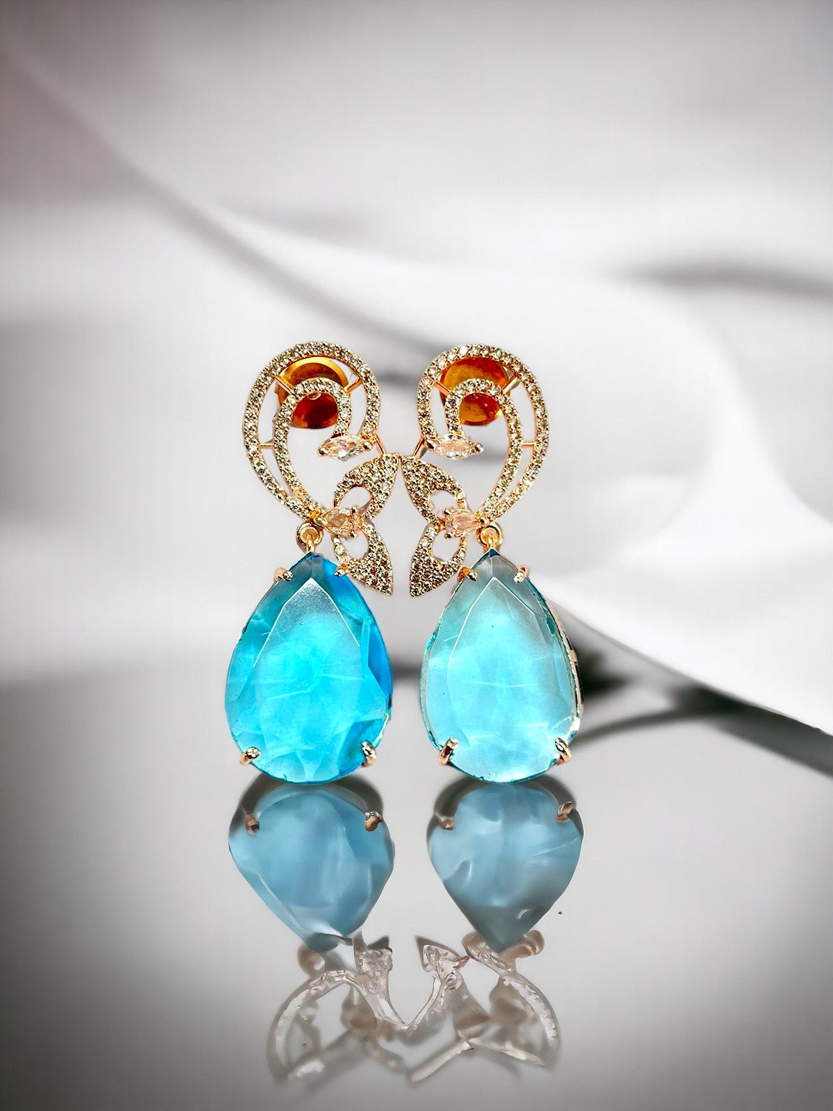 Earrings - Minty Petal Rose Gold Earrings - Opal Touch