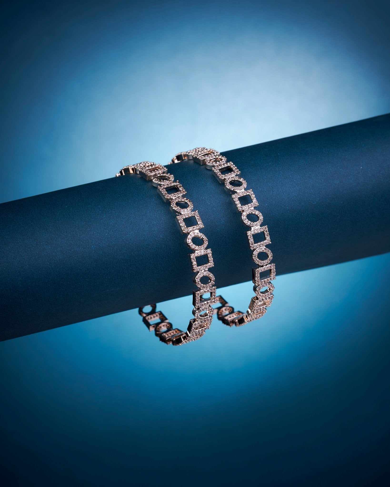 Opal Touch - Modern American Diamond Rose Gold Bangles (Pack of 2) - Bangles