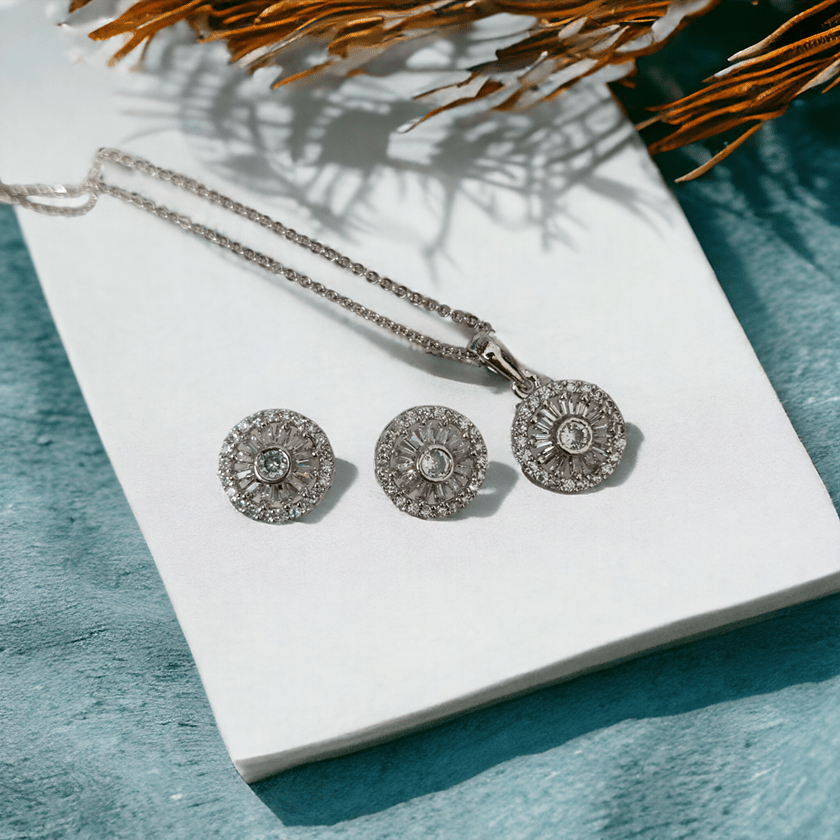 Opal Touch - Modern White Locket Set with Geometric Design - Locket Set