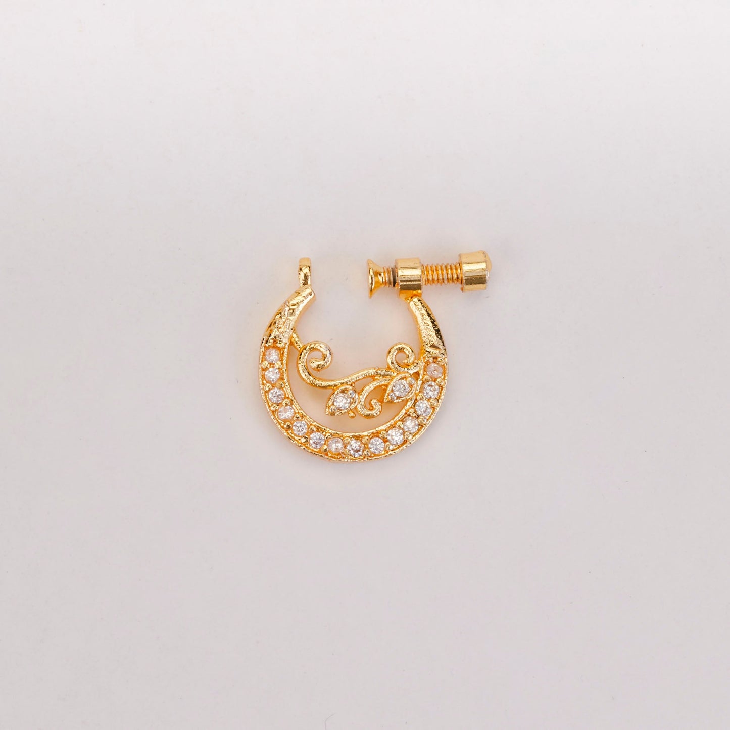 Moon Golden Screw Nose Pin - Opal Touch