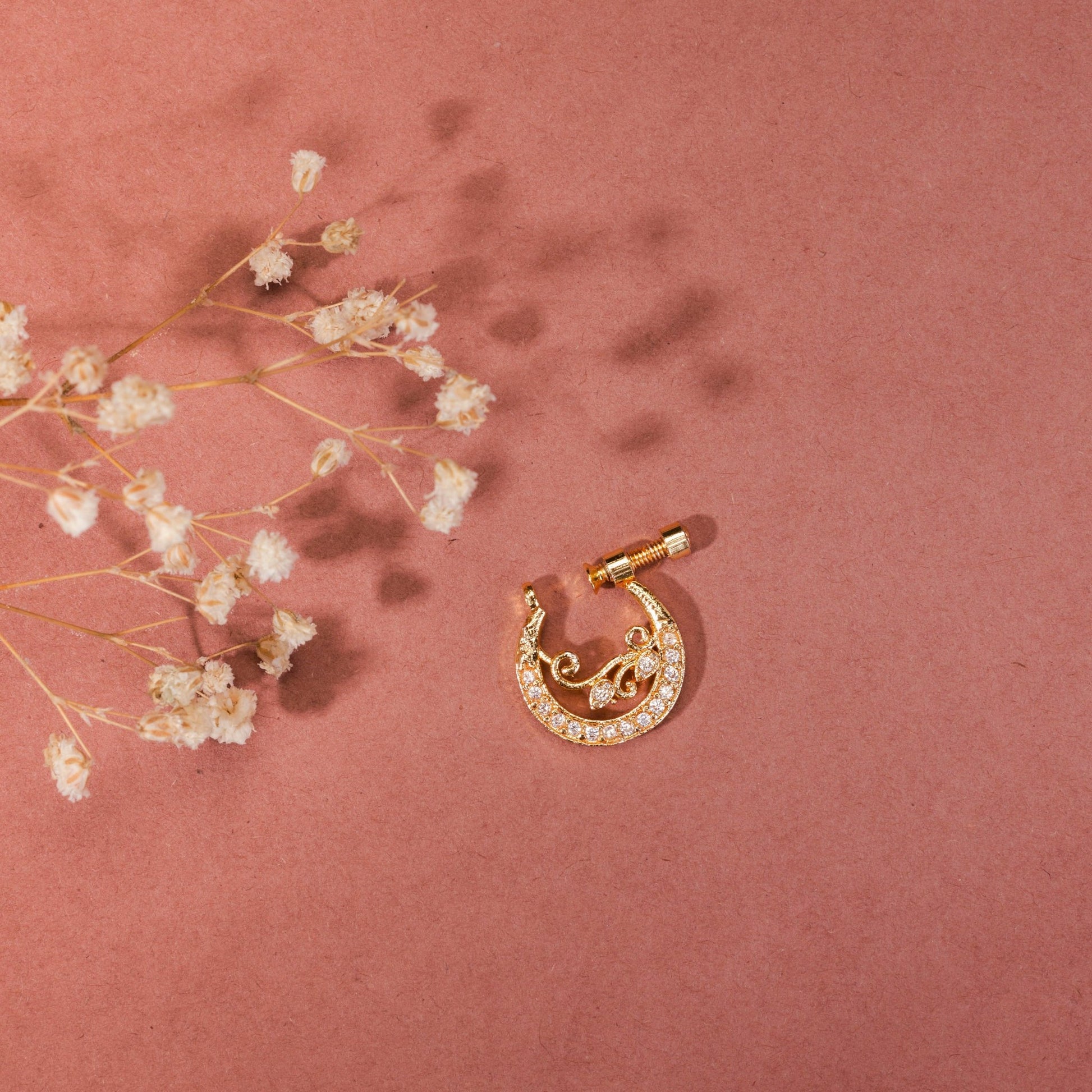 Moon Golden Screw Nose Pin - Opal Touch