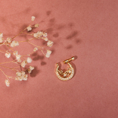 Moon Golden Screw Nose Pin - Opal Touch