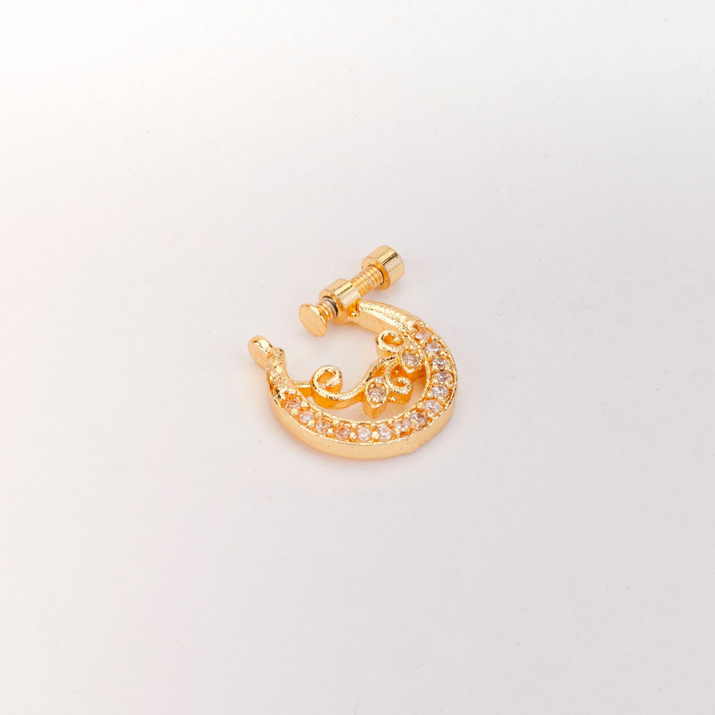 Moon Golden Screw Nose Pin - Opal Touch