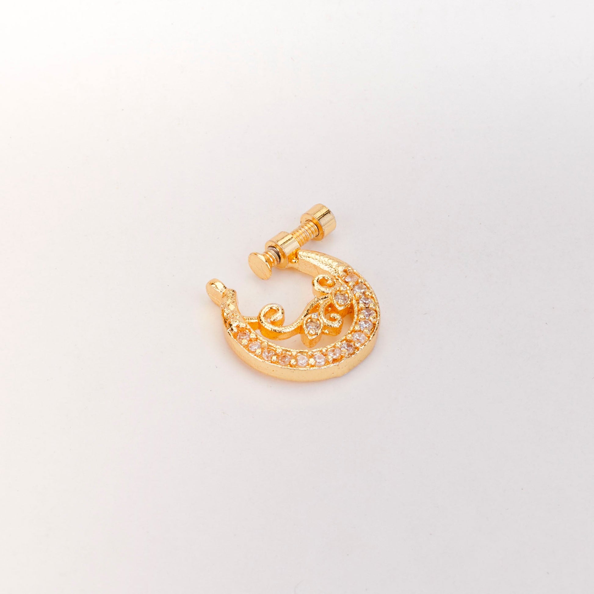 Moon Golden Screw Nose Pin - Opal Touch