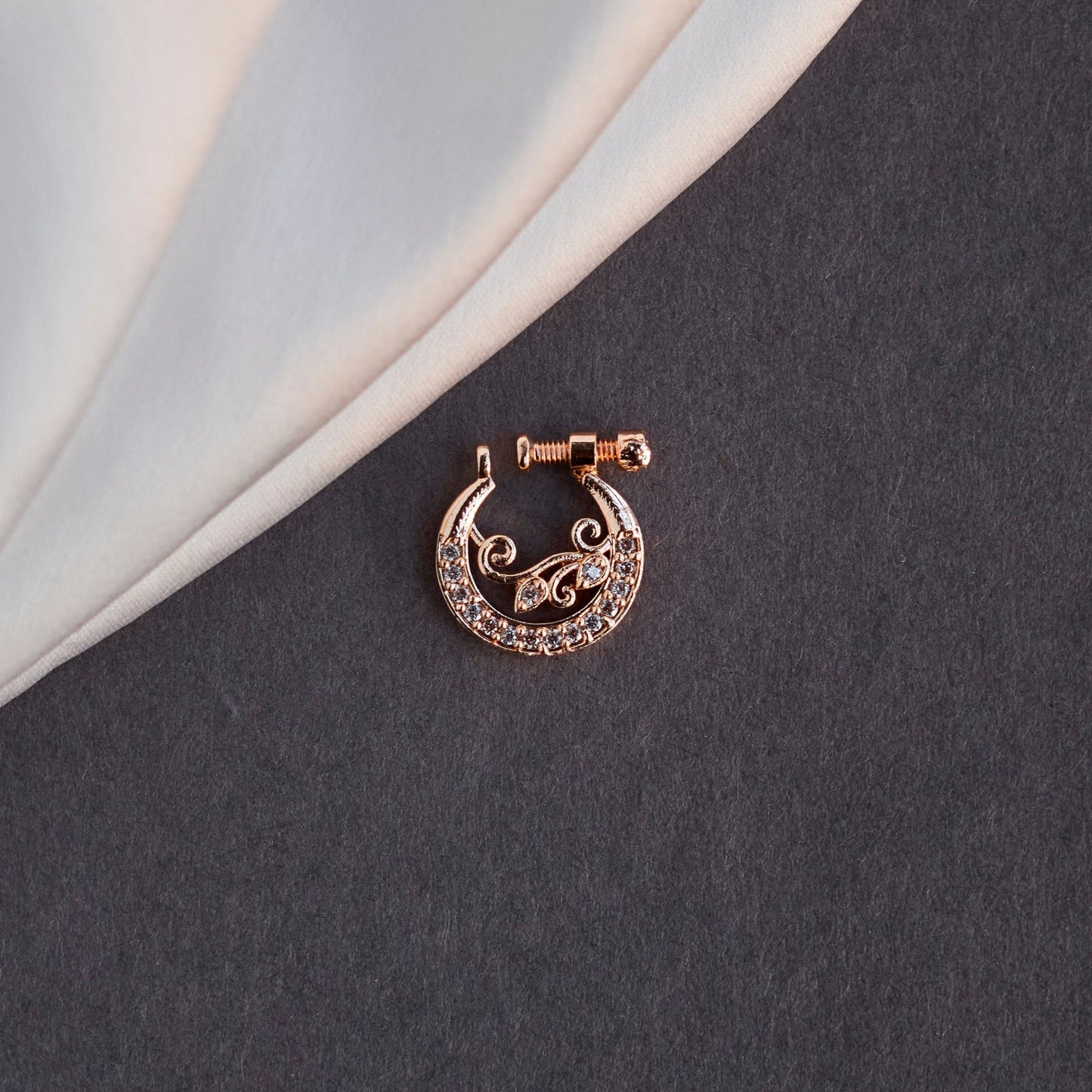 Nose Pin - Moon Rose Gold Screw Nose Pin - Opal Touch