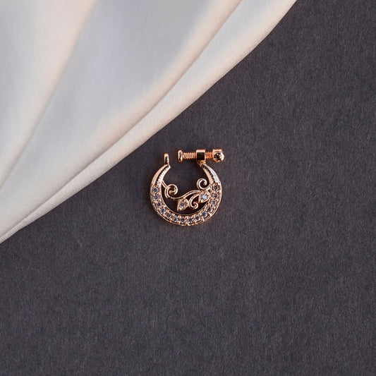 Nose Pin - Moon Rose Gold Screw Nose Pin - Opal Touch