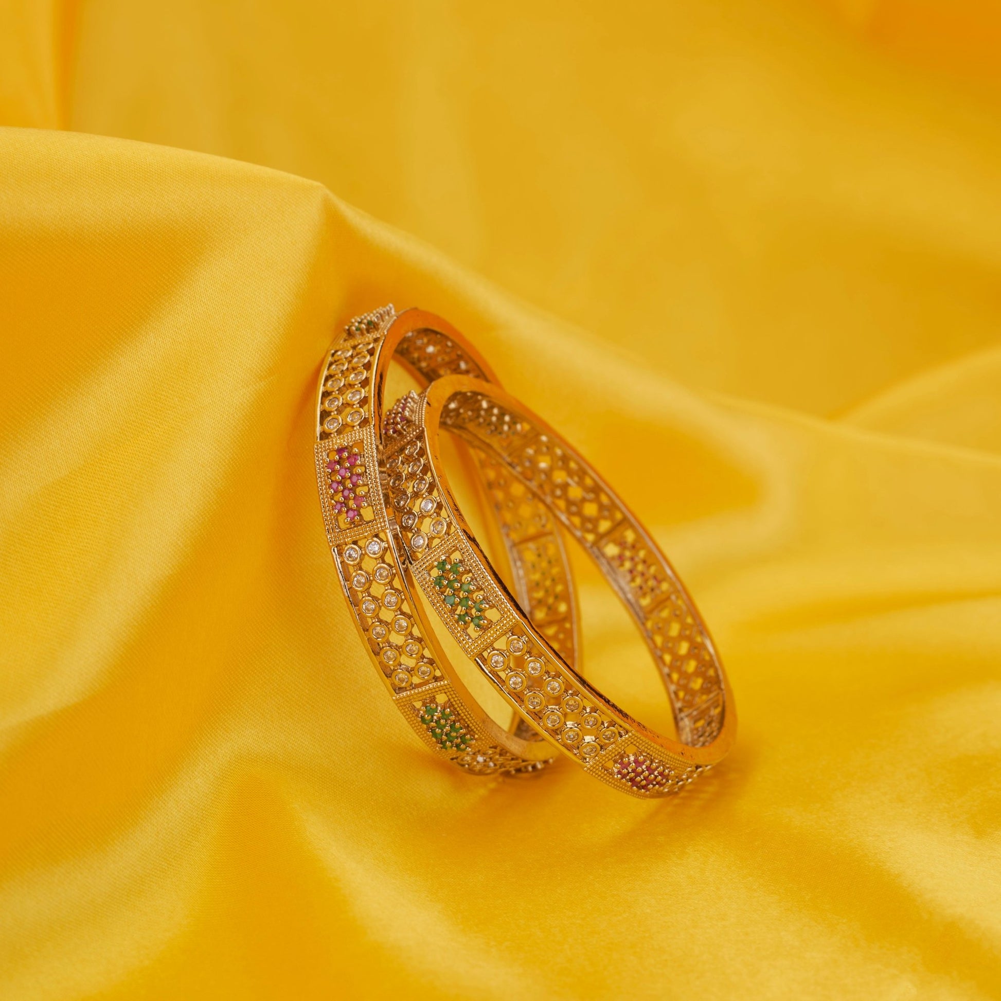 Bangles - Moonlace Band Mehendi Plated Bangle - Opal Touch