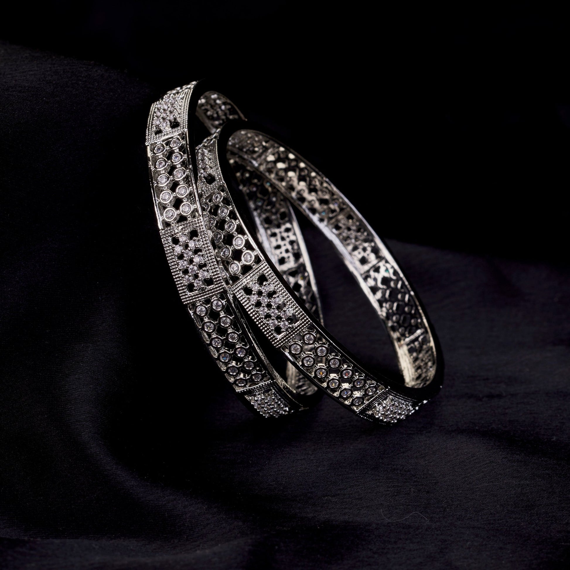 Bangles - Moonlace Band Rhodium Plated Bangle - Opal Touch