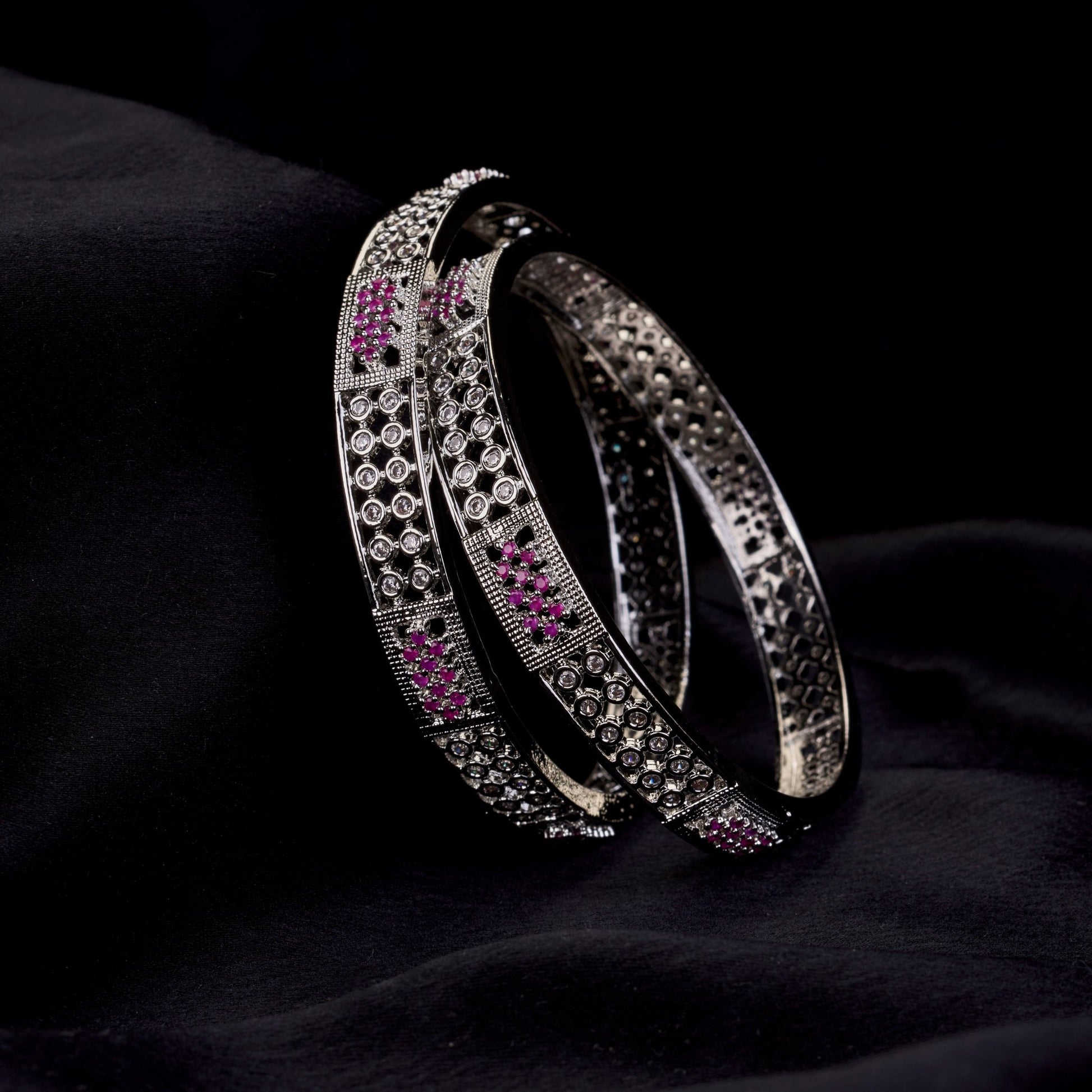 Bangles - Moonlace Band Rhodium Plated Bangle - Opal Touch