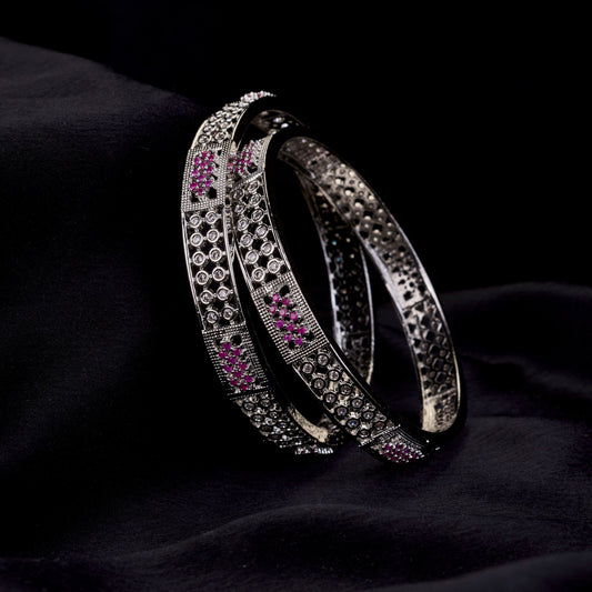 Bangles - Moonlace Band Rhodium Plated Bangle - Opal Touch