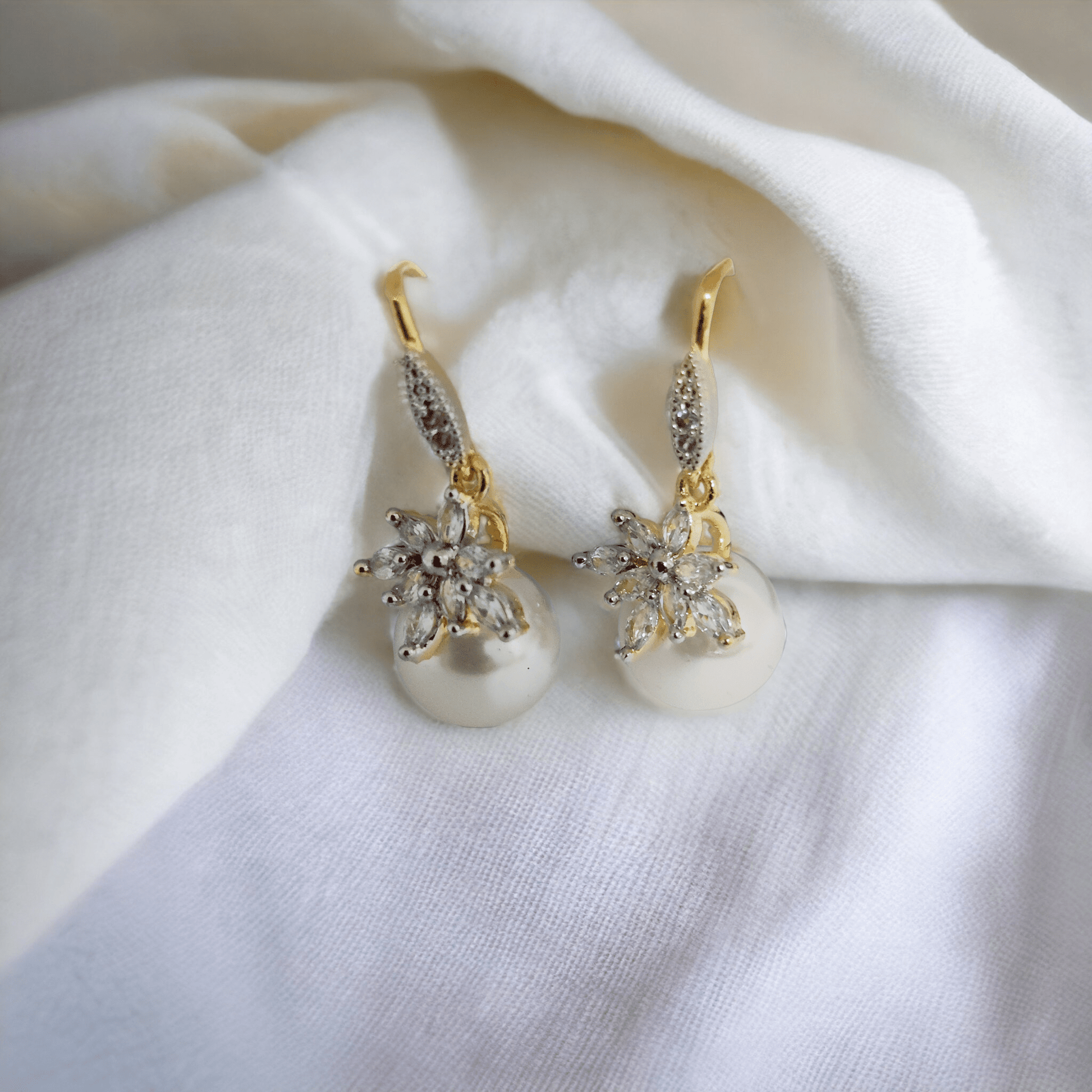 Opal Touch - Moonlight Sonata Earrings in Two Tone - Gold Silver White - Earrings