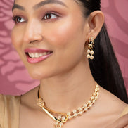 Necklace - Moonpetal Gold Plated Necklace - Opal Touch