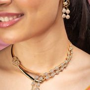 Necklace - Moonpetal Gold Plated Necklace - Opal Touch