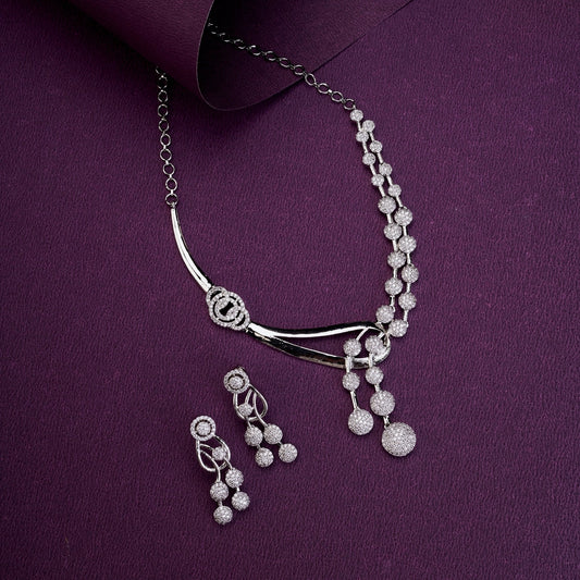Necklace - Moonpetal Rhodium Necklace - Opal Touch