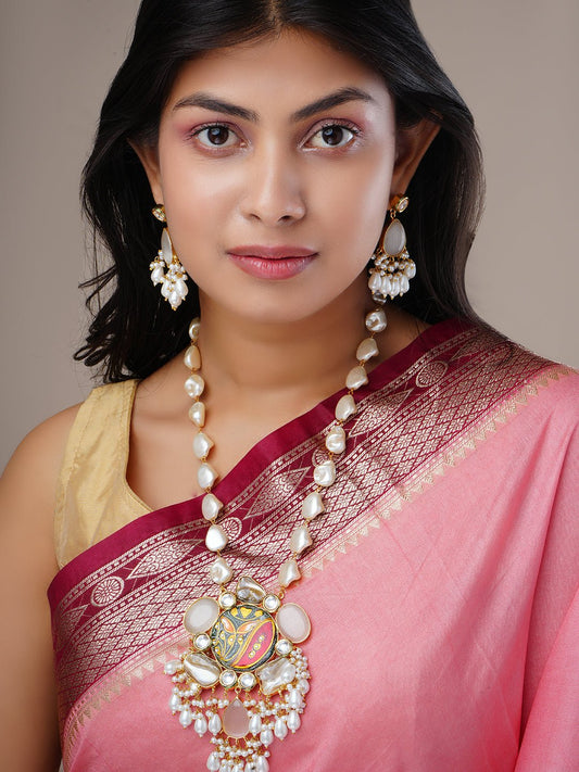 Necklace - Mor Pankh Gold Plated Necklace Set - Opal Touch