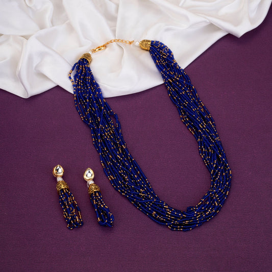 Necklace - Moti Jhalar Necklace Set - Opal Touch