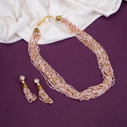 Necklace - Moti Jhalar Necklace Set - Opal Touch