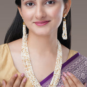 Necklace - Moti Jhalar Necklace Set - Opal Touch