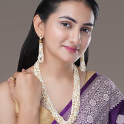 Necklace - Moti Jhalar Necklace Set - Opal Touch