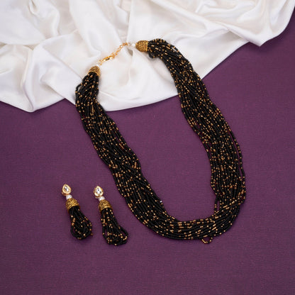 Necklace - Moti Jhalar Necklace Set - Opal Touch