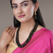 Necklace - Moti Jhalar Necklace Set - Opal Touch