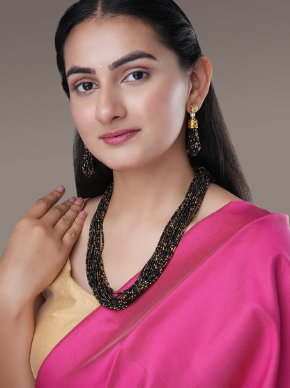 Necklace - Moti Jhalar Necklace Set - Opal Touch