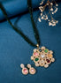 Necklace - Multi - Gemstone & Kundan Pendant Set with Beaded Chain & Earrings - Opal Touch